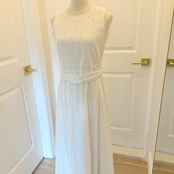 MANGO WHITE EYELET DRESS LARGE - Picture 4 of 9